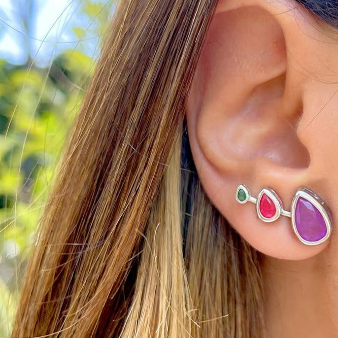 Brinco Ear Cuff Gotas Ametista